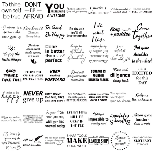 Zestaw 50 Naklejek z Motywacyjnymi Cytatami